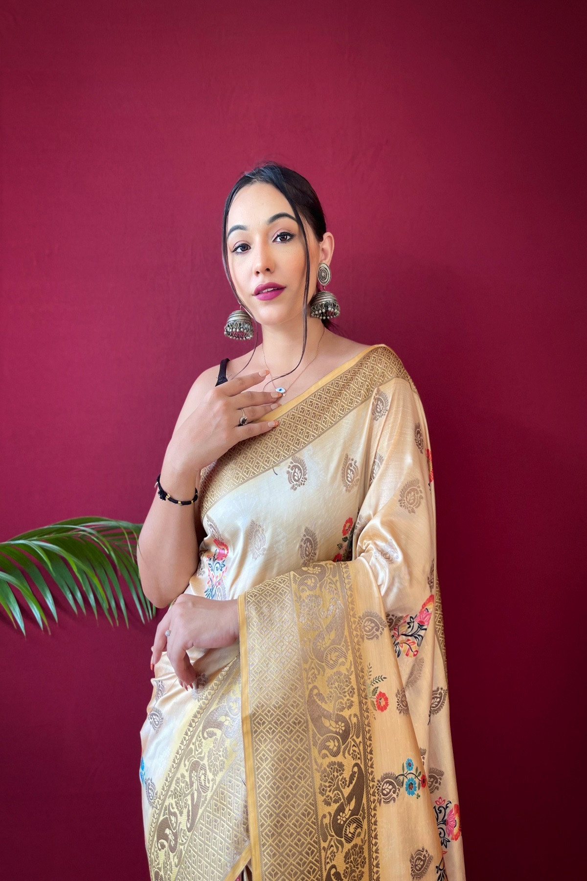 Soft Silk Zari woven floral printed saree - Yellow