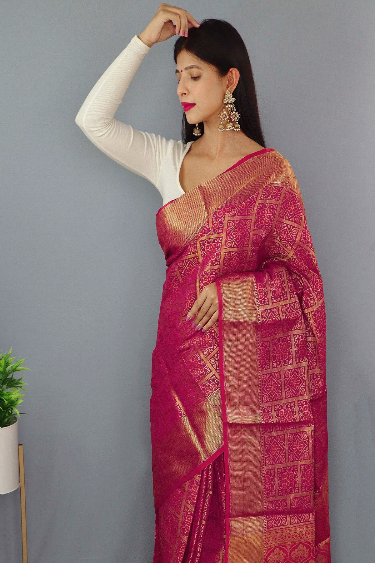 Patola Silk saree with gold Zari border and Rich  Pallu - Purple