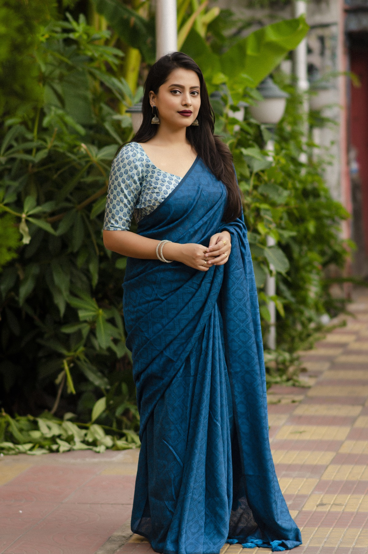 Soft silk self woven jacquard saree - Blue