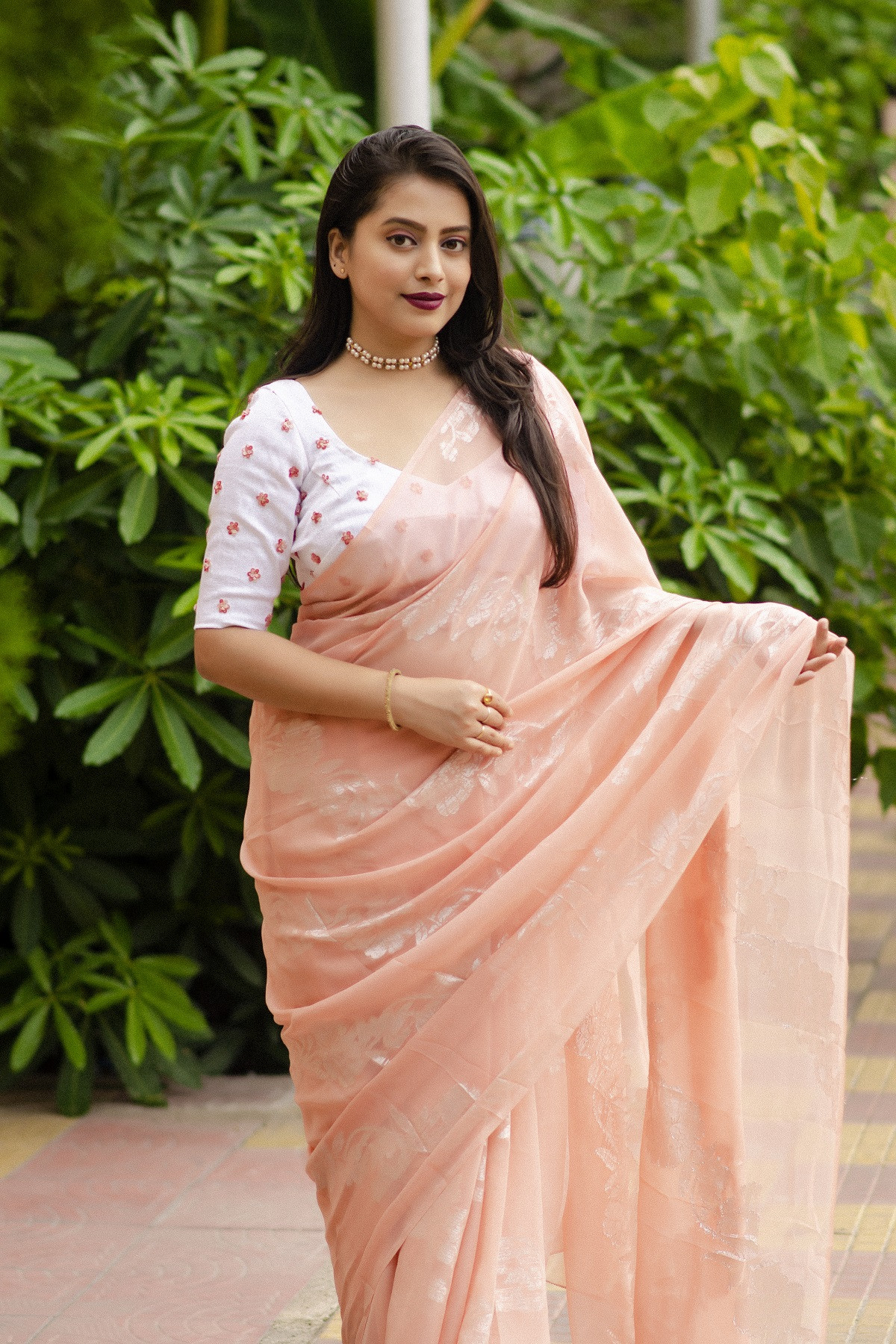 Buy Peach Silk Saree with Banglori Silk Blouse Online - SARV03034 | Andaaz  Fashion