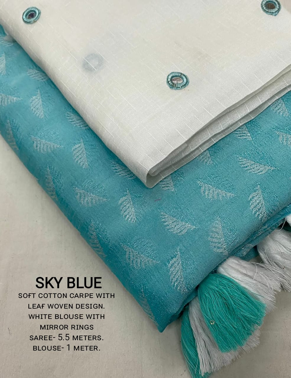 Soft jacquard saree with self woven motif - Sky Blue