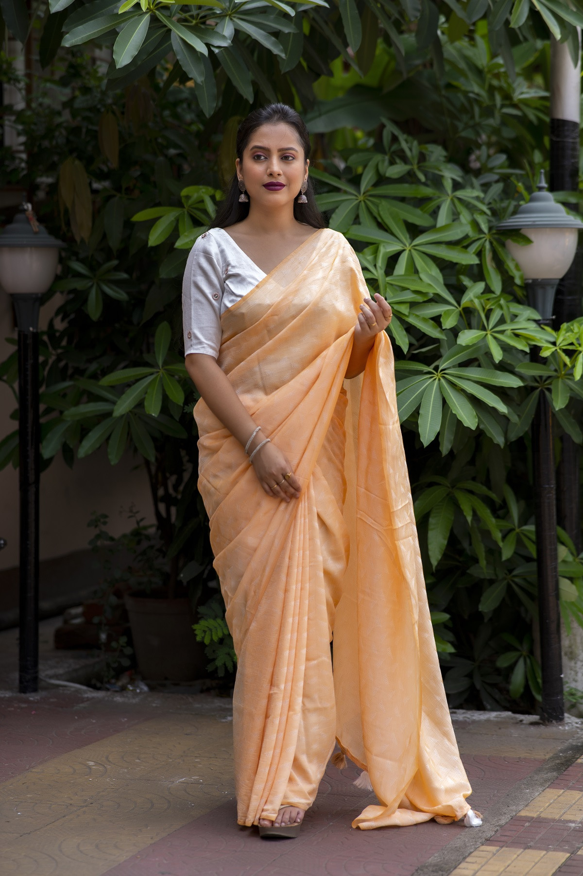 Soft jacquard saree with self woven motif - Gold
