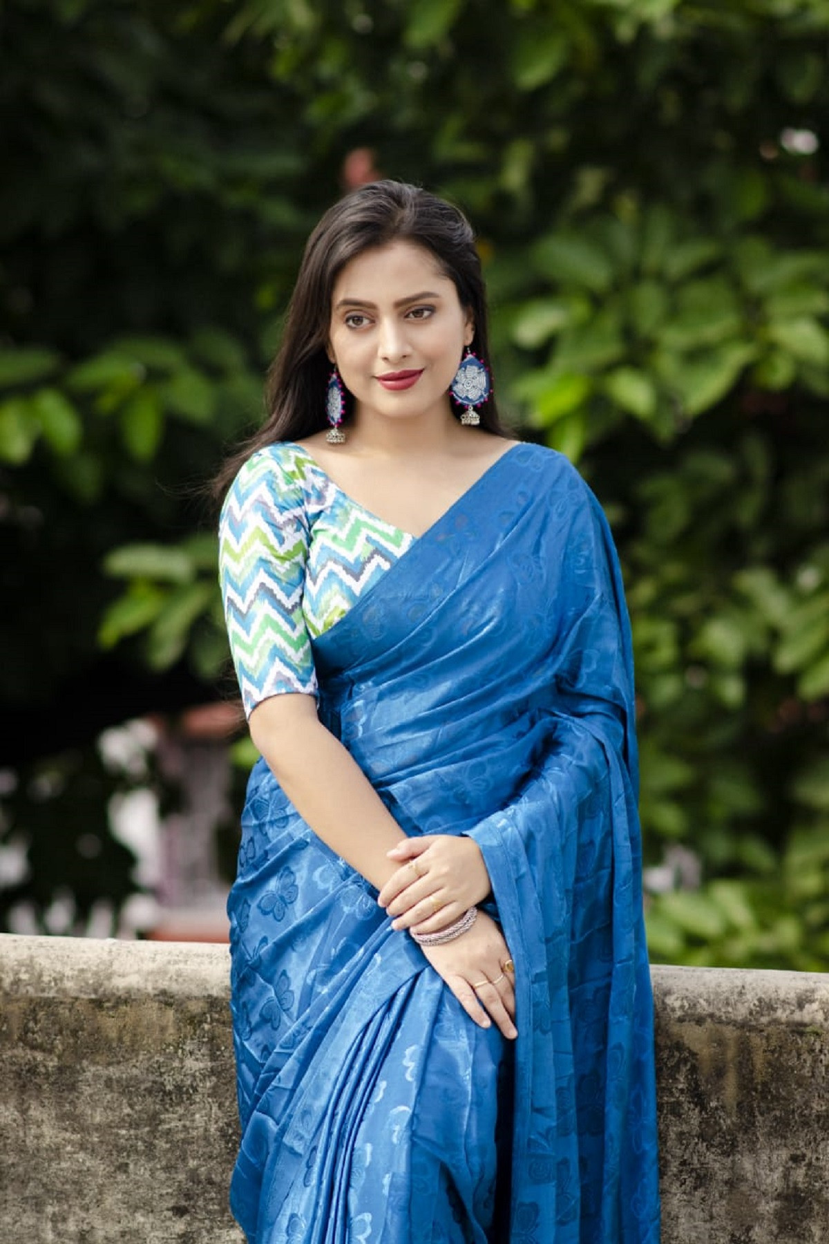 Plain soft silk woven Saree - Blue