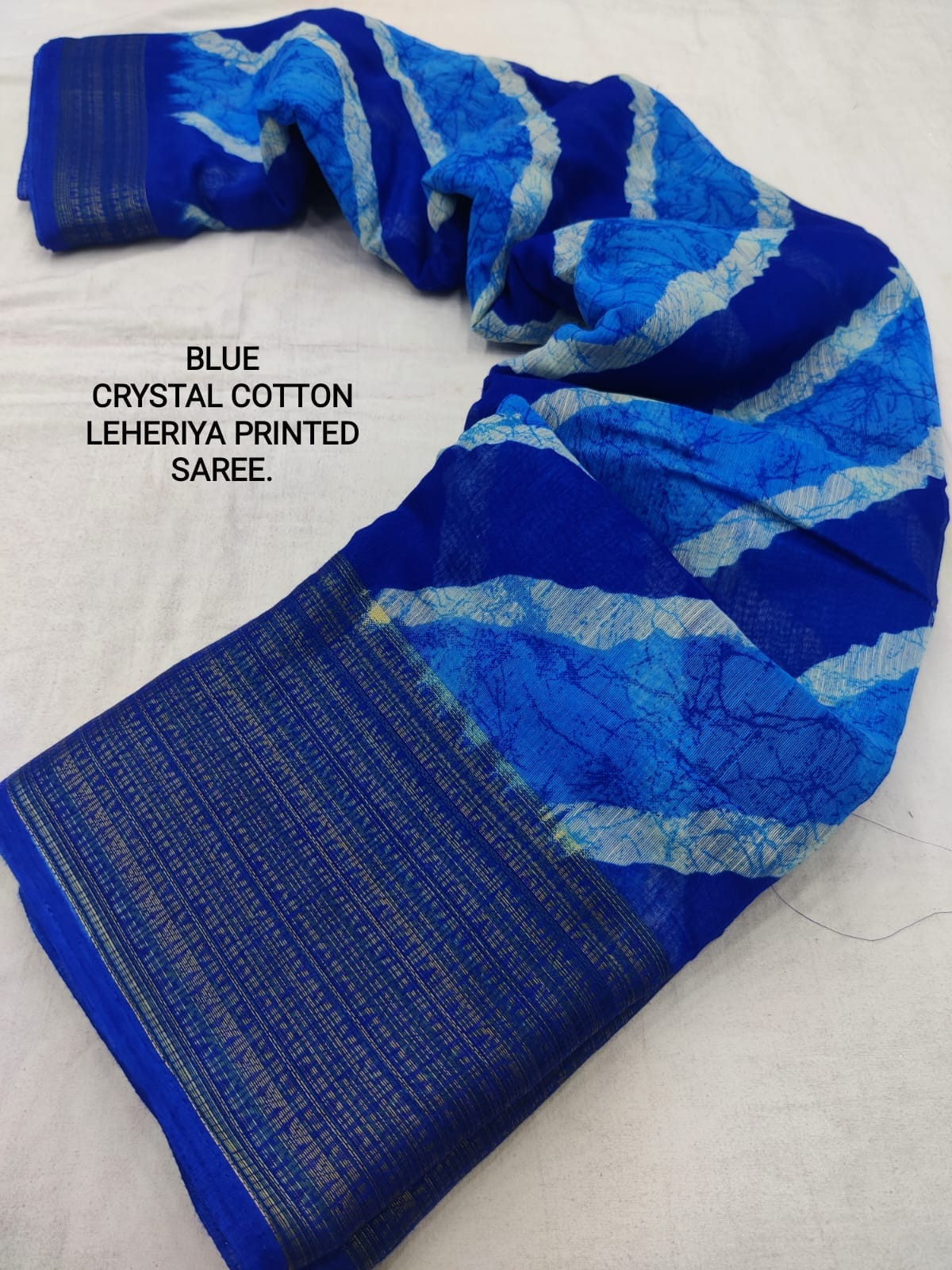 Cotton Lehriya Printed Saree - Blue