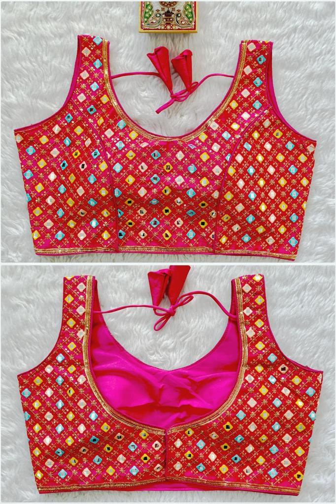Embroidered Phantom Silk Designer Blouse - Pink(XS)