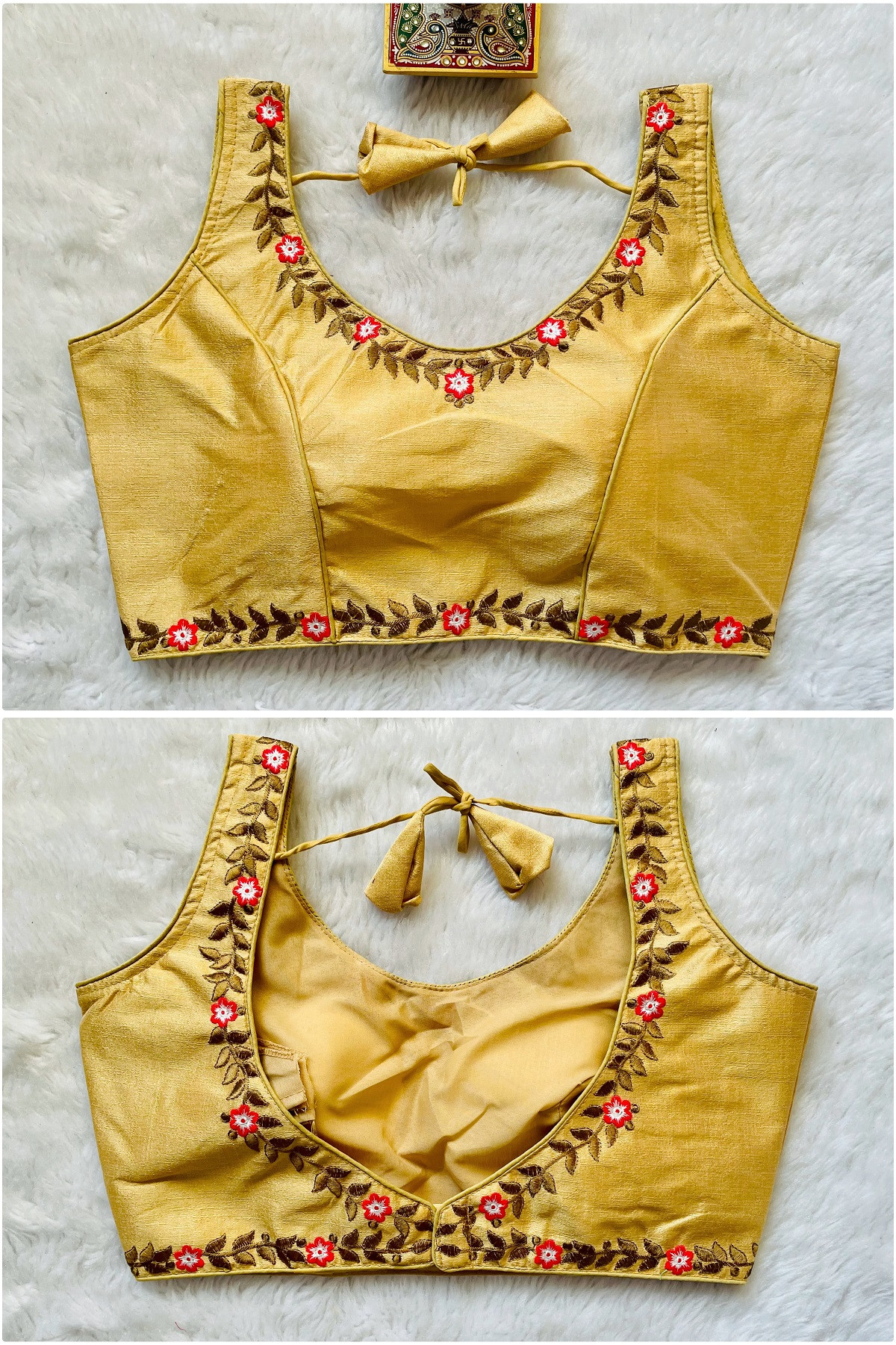 Embroidered Phantom Silk Designer Blouse - Yellow