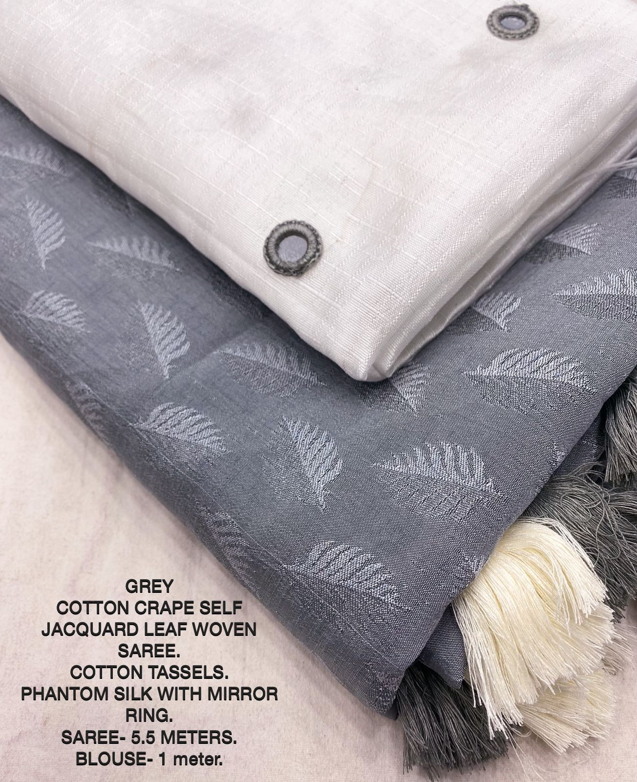 Soft jacquard saree with self woven motif - Grey
