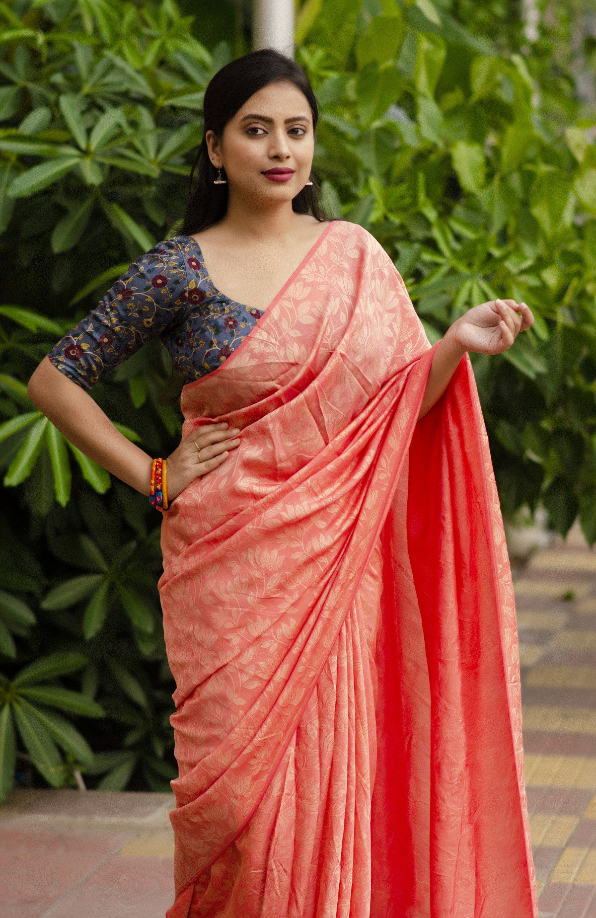 Soft silk self woven jacquard saree - Red
