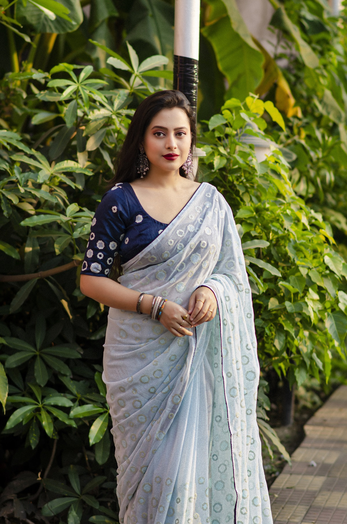 Pure soft Georgette Designer saree with sequence embroidery work-Blue