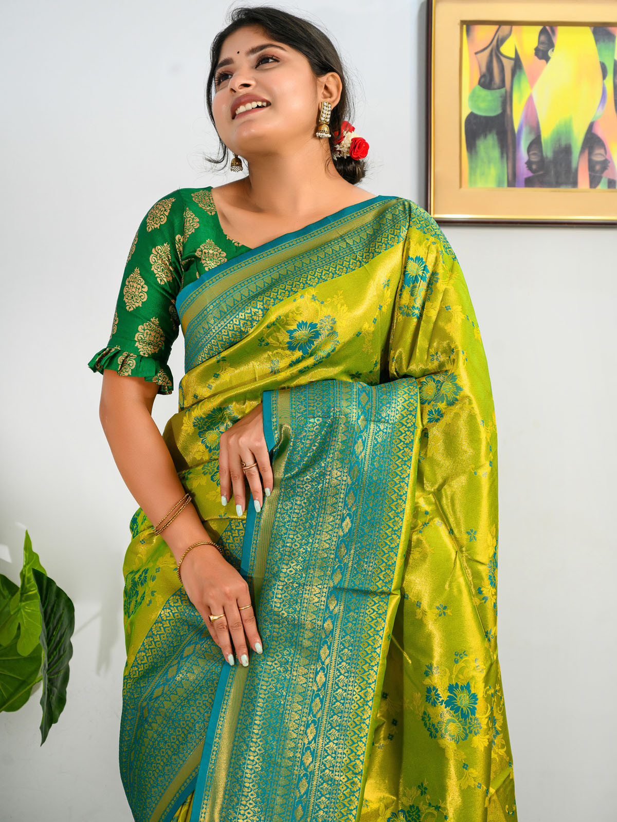 Kanjeevaram Soft Silk Saree With Meenakari Woven & Rich Pallu - Yellow