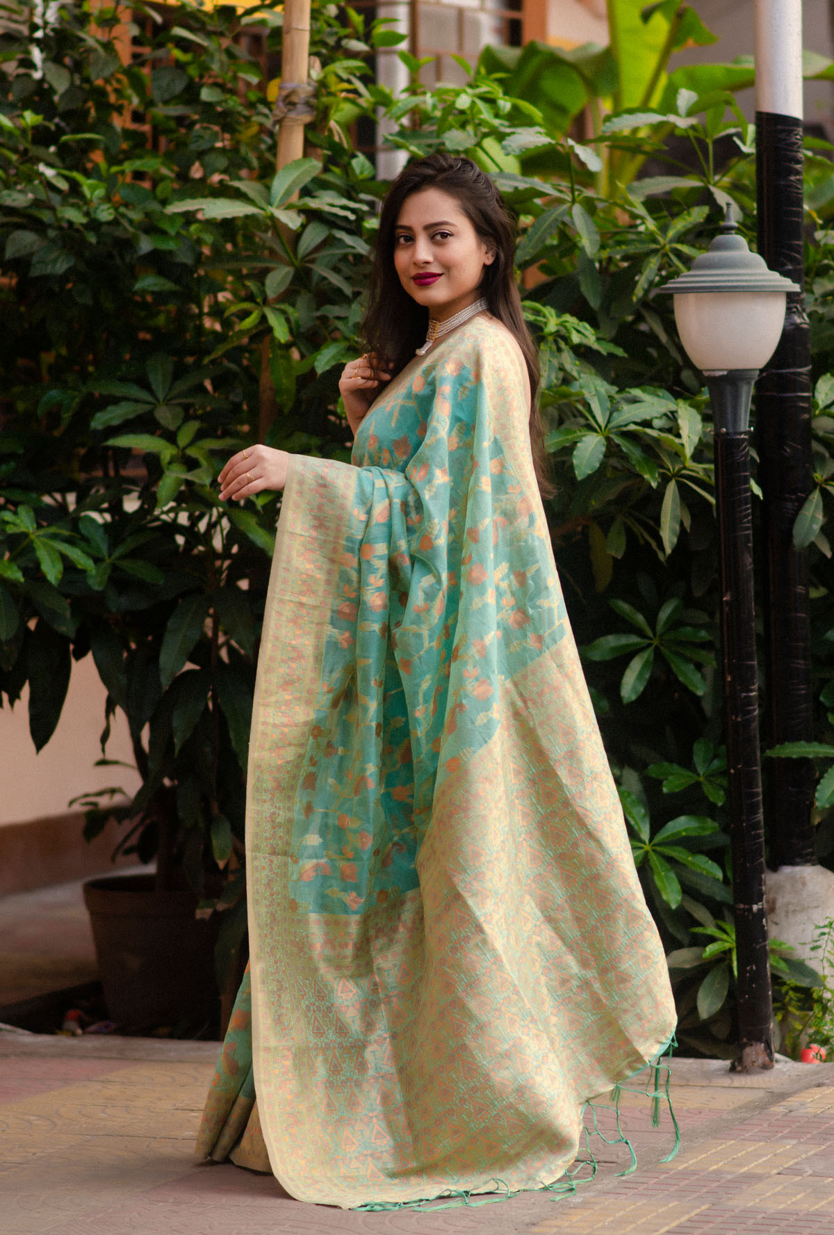 Soft Organza saree with Multicolor zari woven & Rich Pallu - Blue