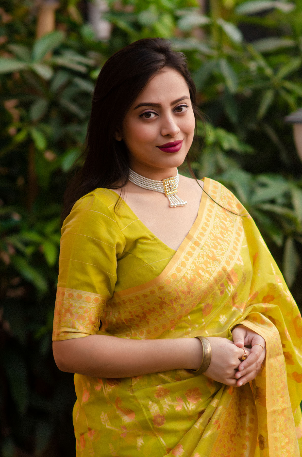 Soft Organza saree with Multicolor zari woven & Rich Pallu - Yellow