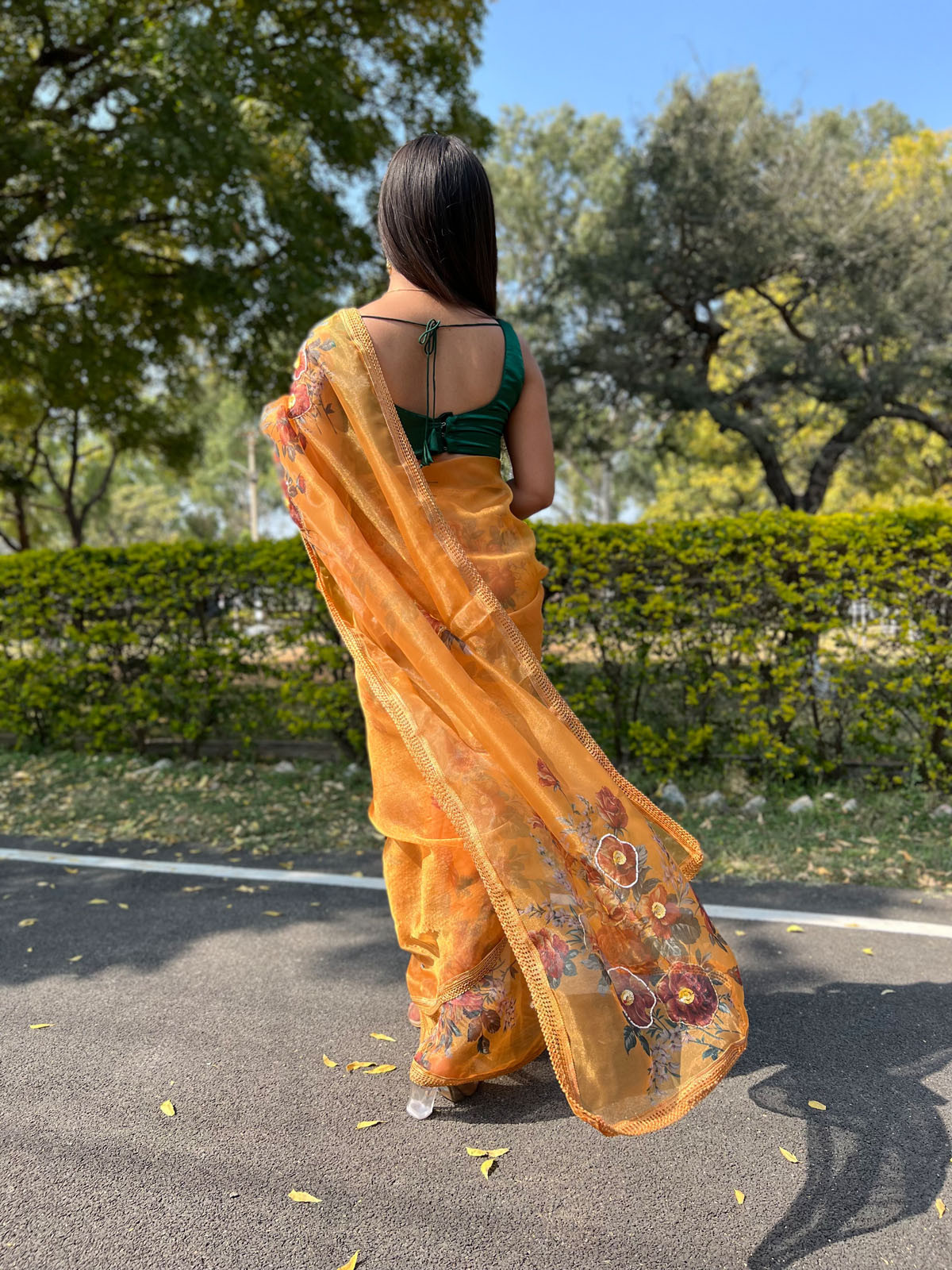 Premium Organza Designer saree with Hand Embroidery Work - Yellow