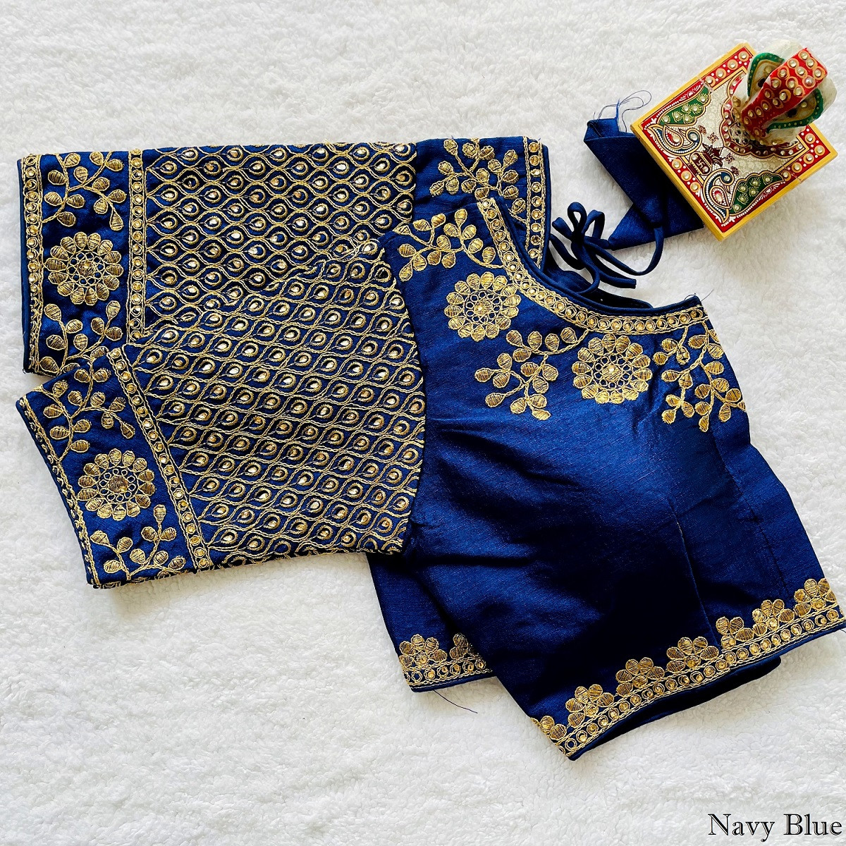 Charming Navy Blue Ikkat Cotton Readymade Saree Blouse – Elevate Your –  D3blouses