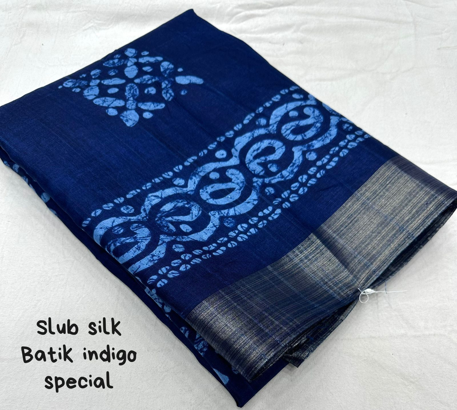 Soft silk Batik Printed Woven Saree-  Blue