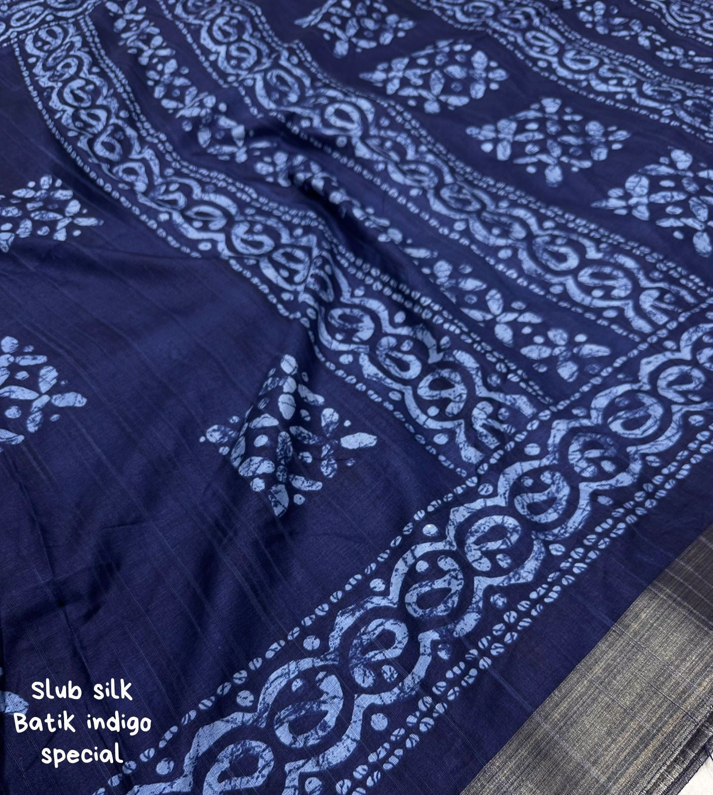 Soft silk Batik Printed Woven Saree-  Blue