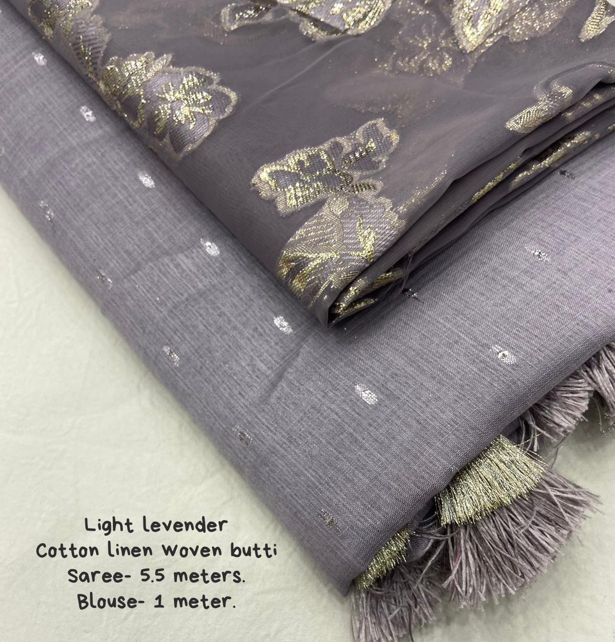 Soft Cotton slub Linen woven Saree - Lavender