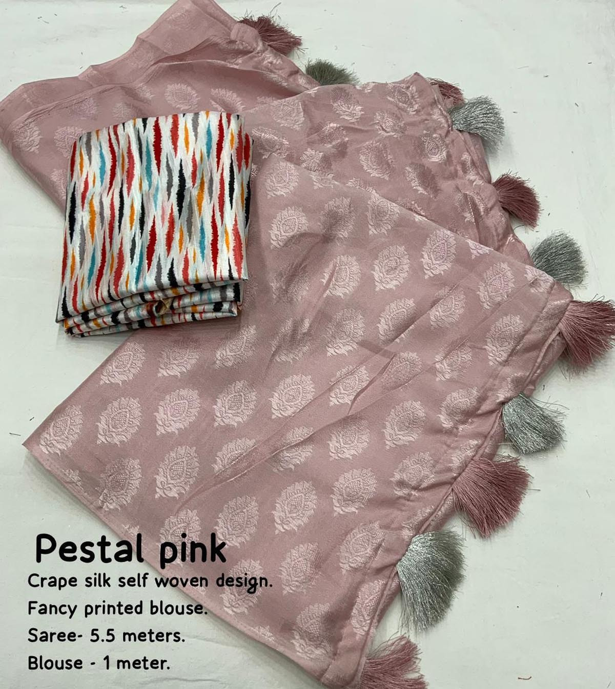 Soft Crape Silk woven saree - Pink