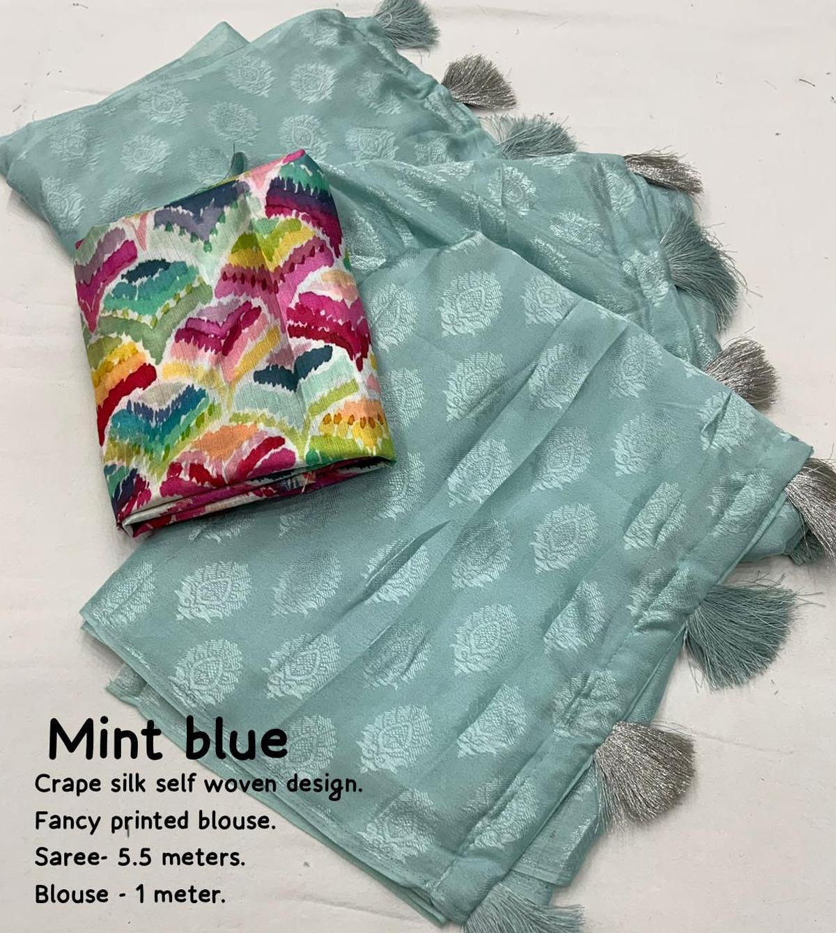 Soft Crape Silk woven saree - Blue