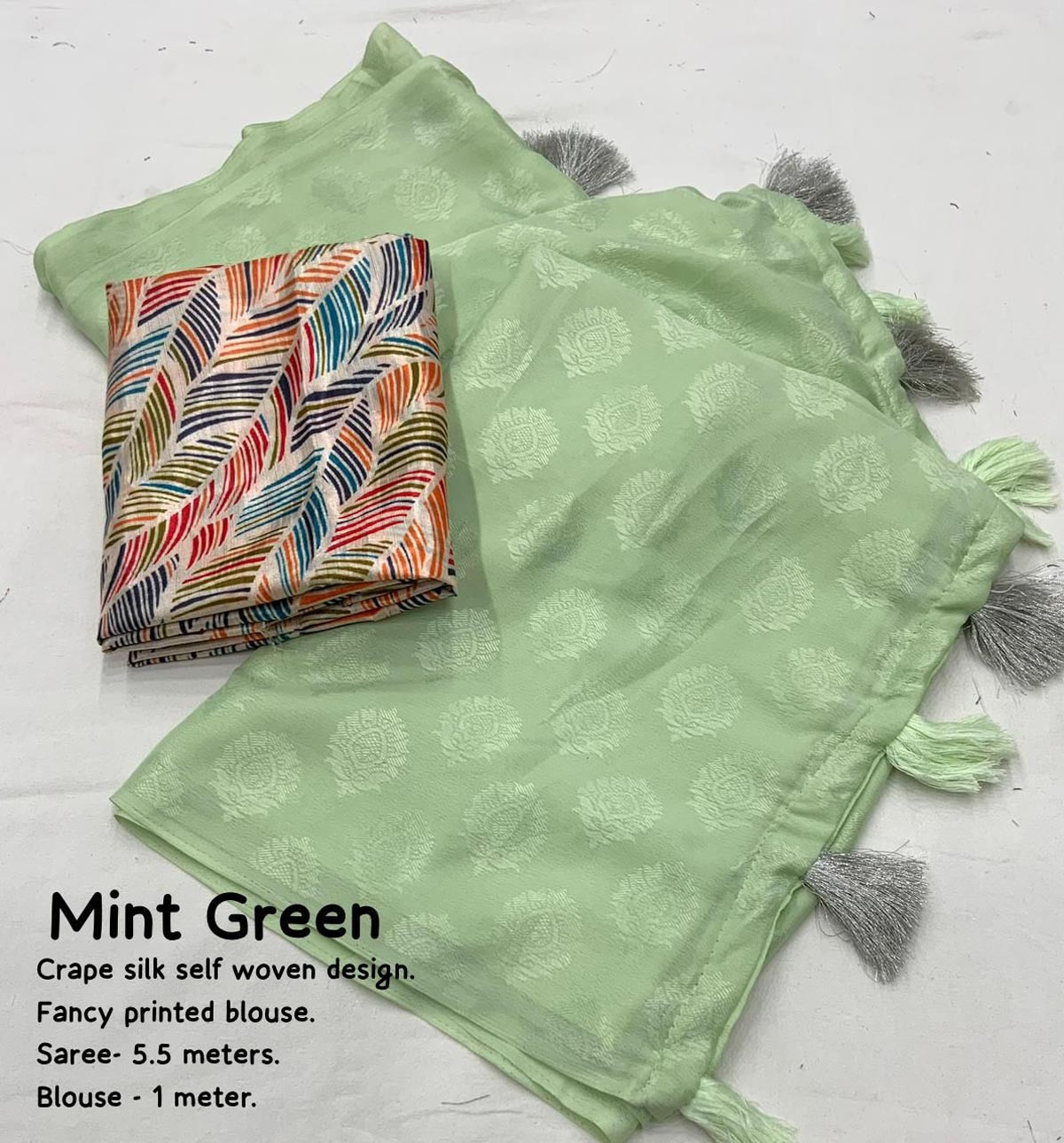 Soft Crape Silk woven saree - Green