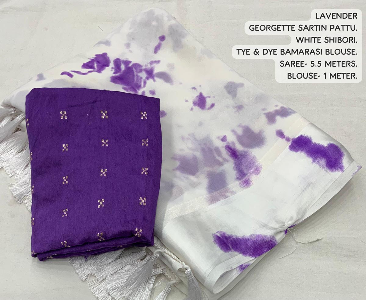 Pure Soft Georgette saree Shibori printed saree - Lavender