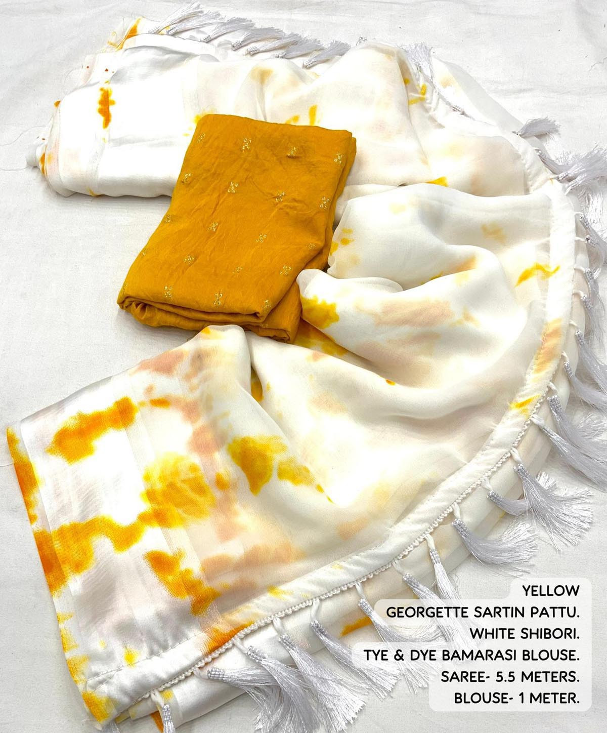 Pure Soft Georgette saree Shibori printed saree -Yellow