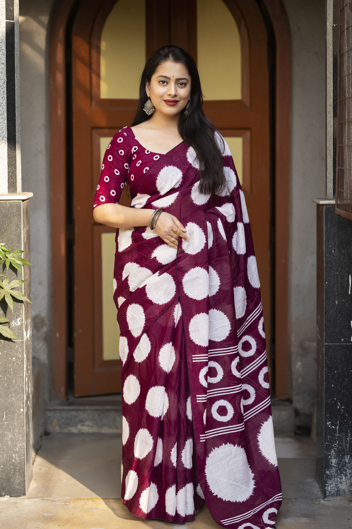 Pure Linen Batik Printed saree - Purple