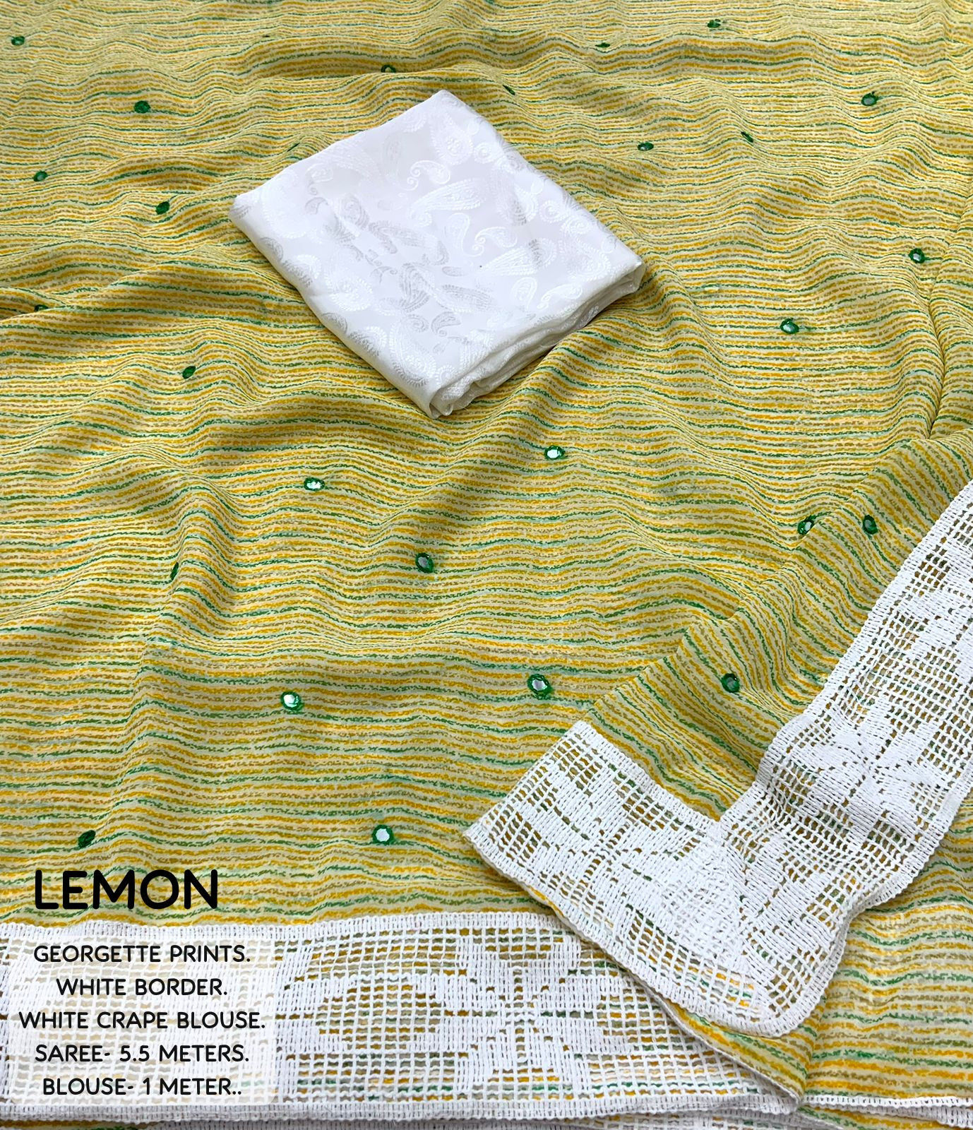 Soft georgette printed saree- Lemon
