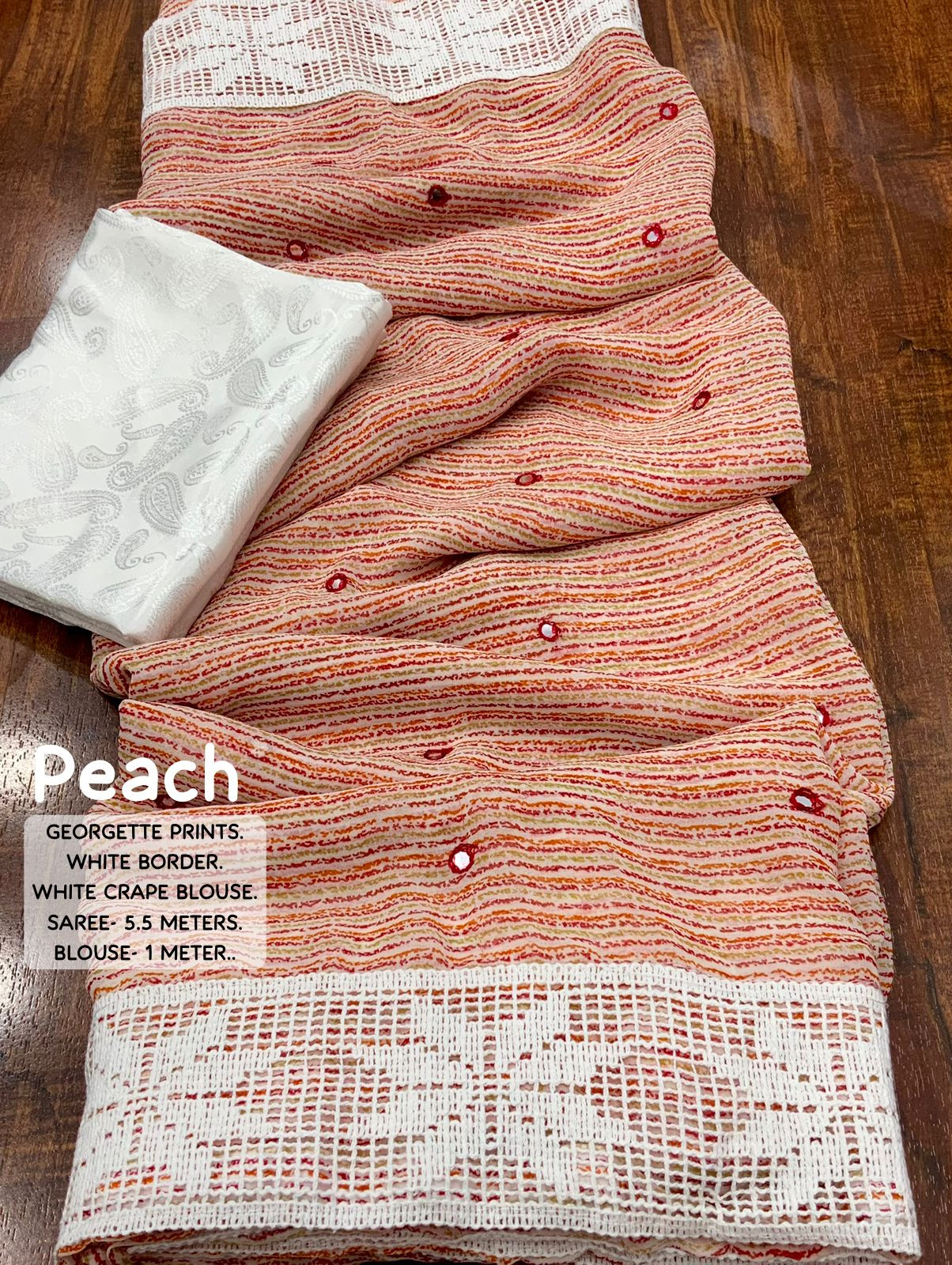 Soft georgette printed saree - Peach