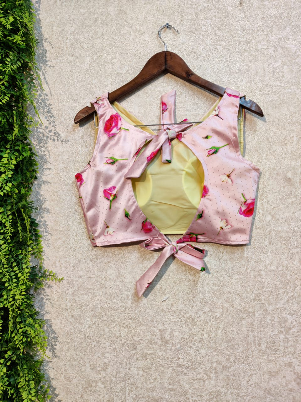 Digital Print Shiny Gota Satin Designer Stitched Blouse - Light Pink