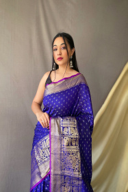 Soft Silk saree With Gold Zari woven broder and Rich Pallu - Violet