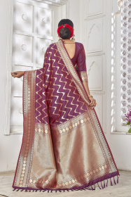  Banarasi silk saree with Gold zari Woven border & Rich Pallu -Magenta
