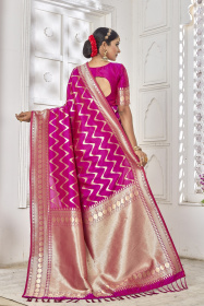  Banarasi silk saree with Gold zari Woven border & Rich Pallu -Purple