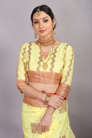 Gold zari woven dola silk saree with rich pallu - Yellow