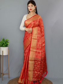 Patola Silk saree with gold Zari border and Rich Weaving Pallu - Pink