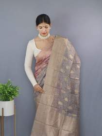 Dual Tone Zari woven Banarasi Silk Saree - Grey