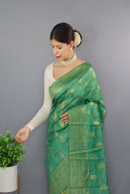 Dual Tone Zari woven Banarasi Silk Saree - Green