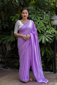 Soft jacquard saree with self woven motif - Purple