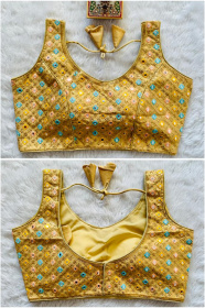 Embroidered Phantom Silk Designer Blouse - Yellow