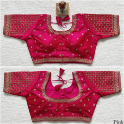 Embroidered Milan Silk Designer Blouse - Pink