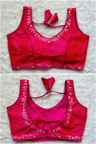 Embroidered Phantom Silk Designer Blouse - Pink