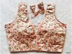 Multi Thread Sequence Embroidered Designer Blouse - Peach