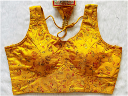 Multi Thread Sequence Embroidered Designer Blouse - Yellow(XS)