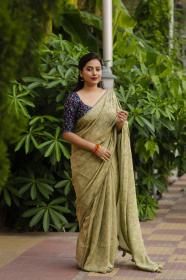 Soft silk self woven jacquard saree - Green