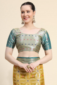 Banarasi Silk Saree with Meenakari Work & Woven Rich Pallu  - Yellow