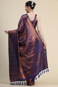 Kanjeevaram Silk Saree with Copper zari Woven &rich pallu - Royal Blue