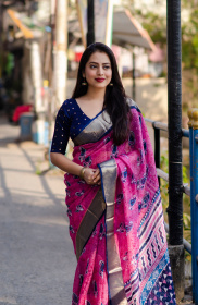 Soft Paper Silk Saree with Zari Woven border and Rich Pallu - Pink