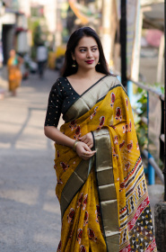Soft Paper Silk Saree with Zari Woven border and Rich Pallu - Yellow