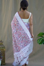 Premium Pure Organza designer saree with Embroidery Work- Purple