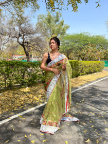 Pure Organza Silk Designer saree with Embroidery work –Green